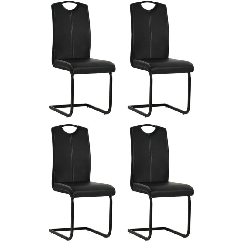 

vidaXL Sillas de Comedor Voladizas Cuero Sintético 4 Unidades Negro - Negro