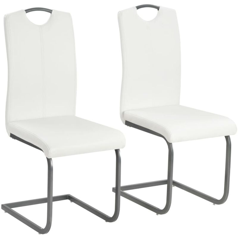 

vidaXL Sillas de Comedor Voladizas Cuero Sintético 2 Unidades Blanco - Blanco