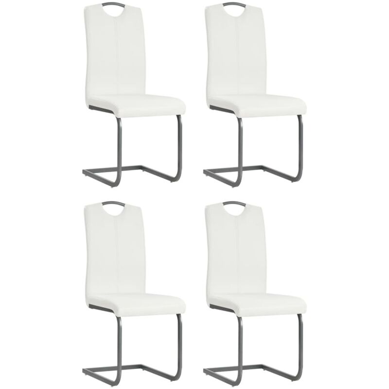 

vidaXL Sillas de Comedor Voladizas Cuero Sintético 4 Unidades Blanco - Blanco