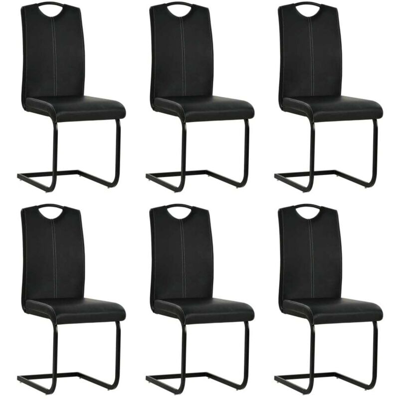 

Sillas de Comedor Voladizas Cuero Sintético 6 Unidades Negro - Negro - Vidaxl