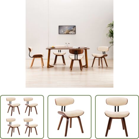 Sillas de comedor de cuero sintético -  Sillas de comedor 4 unidades madera curvada y cuero sintético