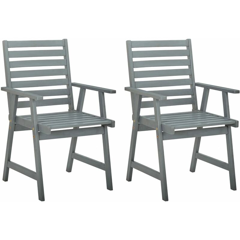 

Sillas de comedor de jardín 2 uds madera maciza de acacia gris