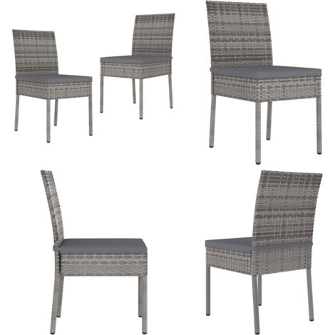 Sillas de comedor de jardín 2 unidades ratán sintético gris - Sillas de comedor - Ratán sintético