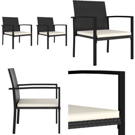 Sillas de comedor de jardín 2 unidades ratán sintético negro - Sillas de comedor - Sillas de jardín ratán sintético