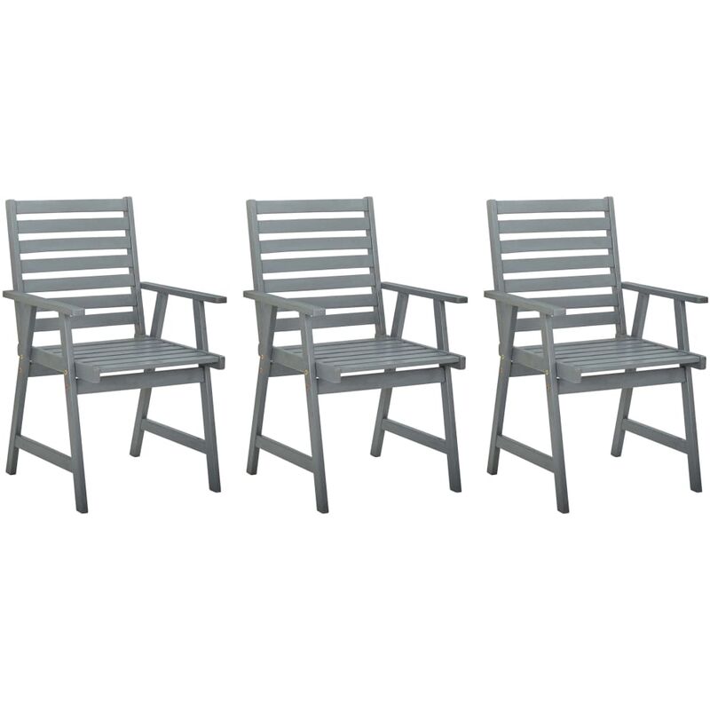 

Sillas de comedor de jardín 3 uds madera maciza de acacia gris