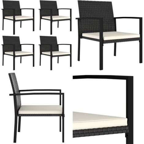 Sillas de comedor de jardín 4 unidades ratán sintético negro - Sillas de comedor - Sillas de jardín ratán sintético