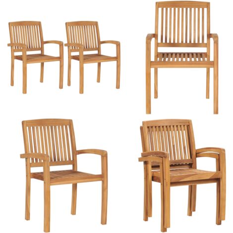 Sillas de comedor de jardín apilables 2 uds madera maciza teca - Sillas de comedor - Sillas de exterior
