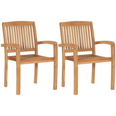 Sillas de comedor de jardín apilables 2 uds madera maciza teca vidaXL