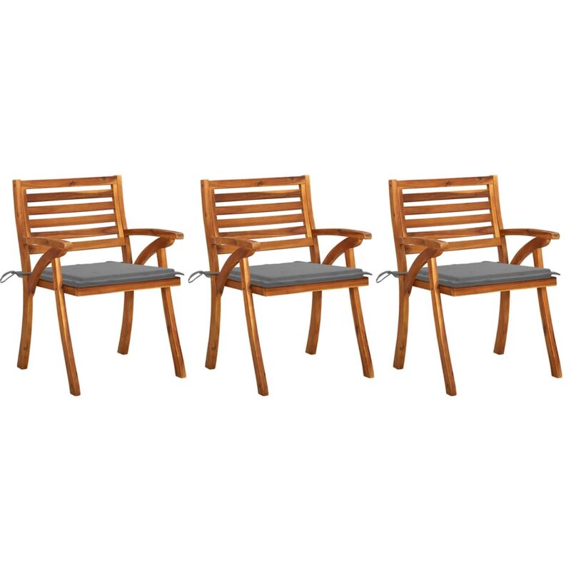 

Sillas de comedor de jardín con cojines 3 uds madera de acacia