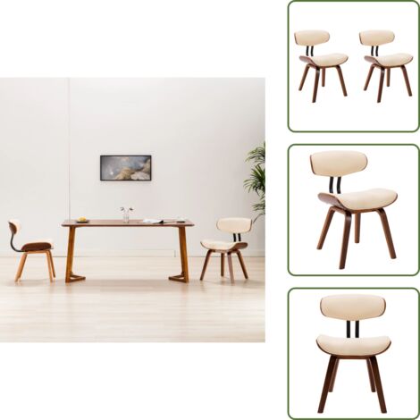 Sillas de comedor de madera curvada - vidaXL Sillas de comedor 2 uds madera curvada y cuero sintético crema -