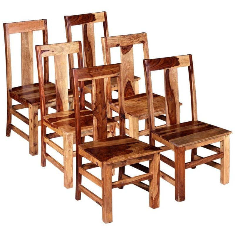 

Sillas de comedor de madera maciza de sheesham 6 unidades - Marrón