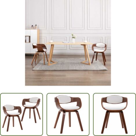 Sillas de comedor de madera -  Sillas de comedor 2 unidades madera curvada y cuero sintético