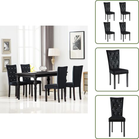 Sillas de comedor de madera - vidaXL Sillas de comedor 4 unidades terciopelo negro - Sillas de comedor cómodas