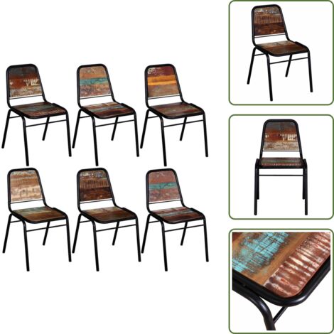 Sillas de comedor de madera - vidaXL Sillas de comedor 6 unidades madera maciza reciclada - Sillas de comedor estilo retro