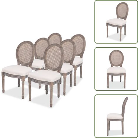 Sillas de comedor de madera - vidaXL Sillas de comedor 6 unidades tela color crema -