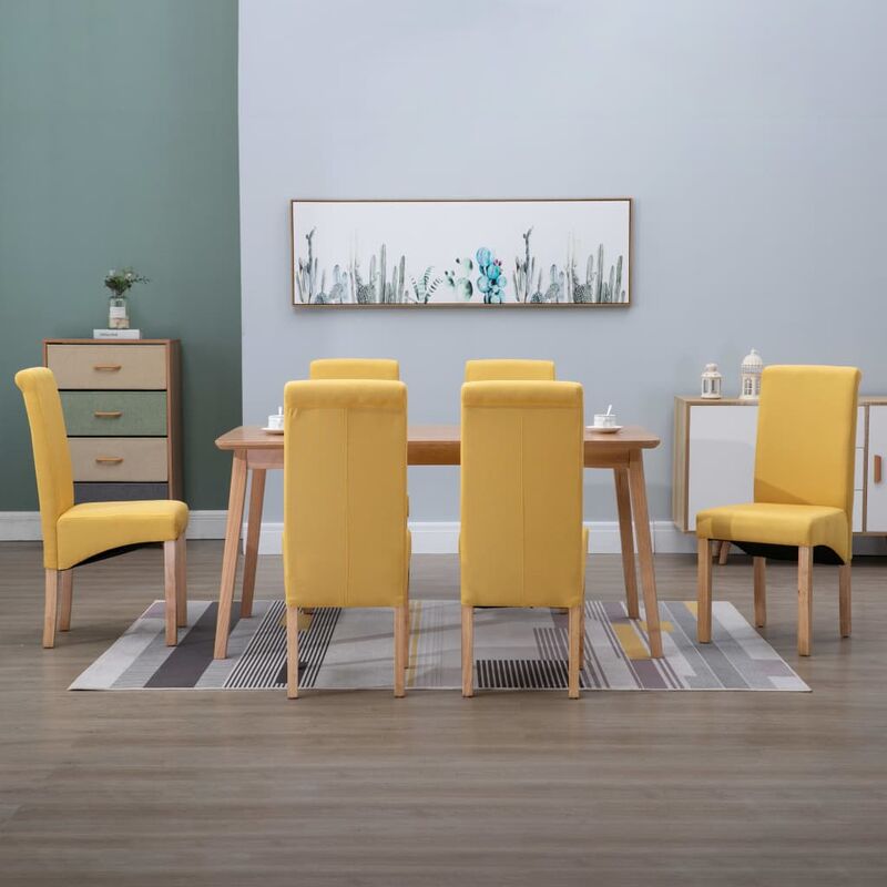 

Sillas de comedor de tela amarilla 6 unidades - Amarillo