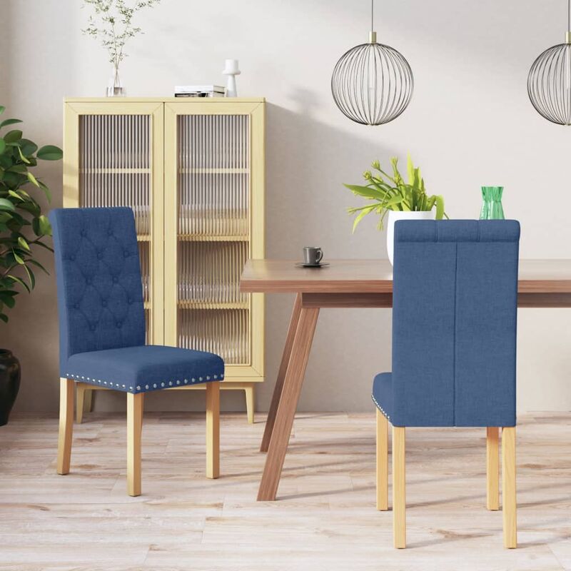

Sillas de comedor de tela azul 2 unidades