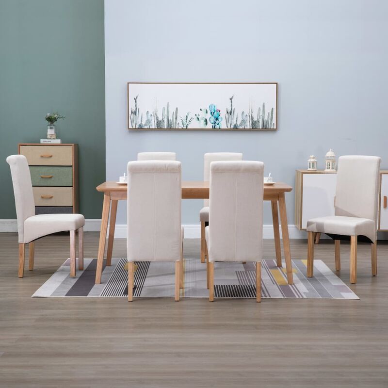 

Sillas de comedor de tela color crema 6 unidades