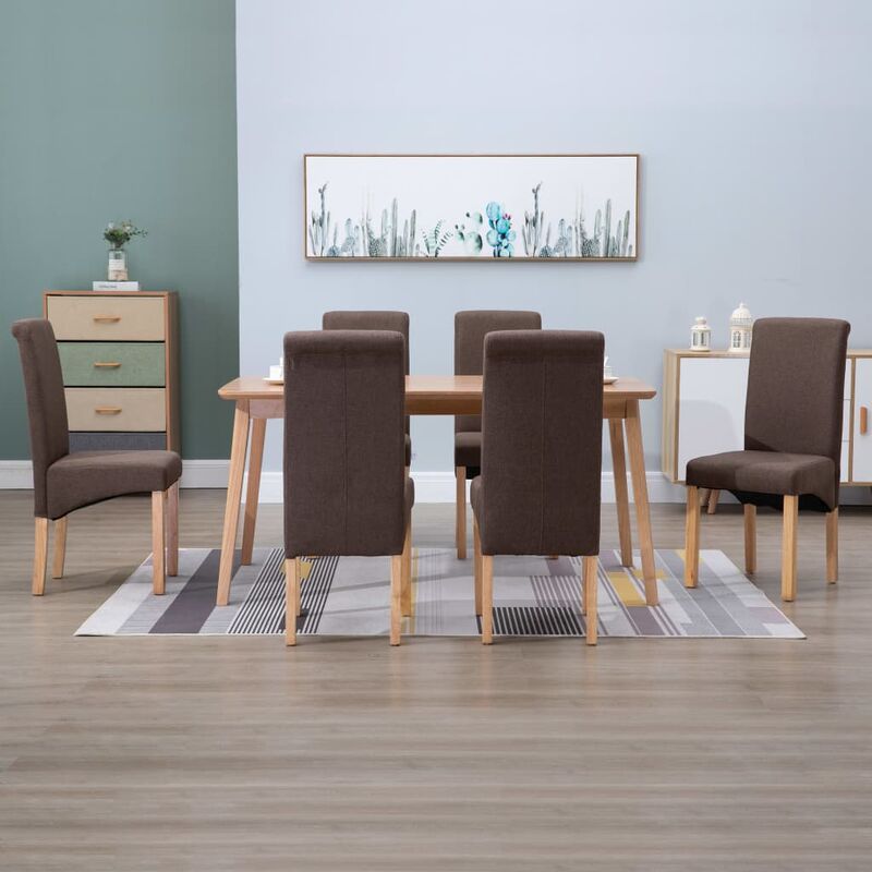 

Sillas de comedor de tela marrón 6 unidades
