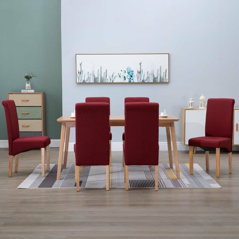 

Happyshopping - Sillas de comedor de tela roja 6 unidades