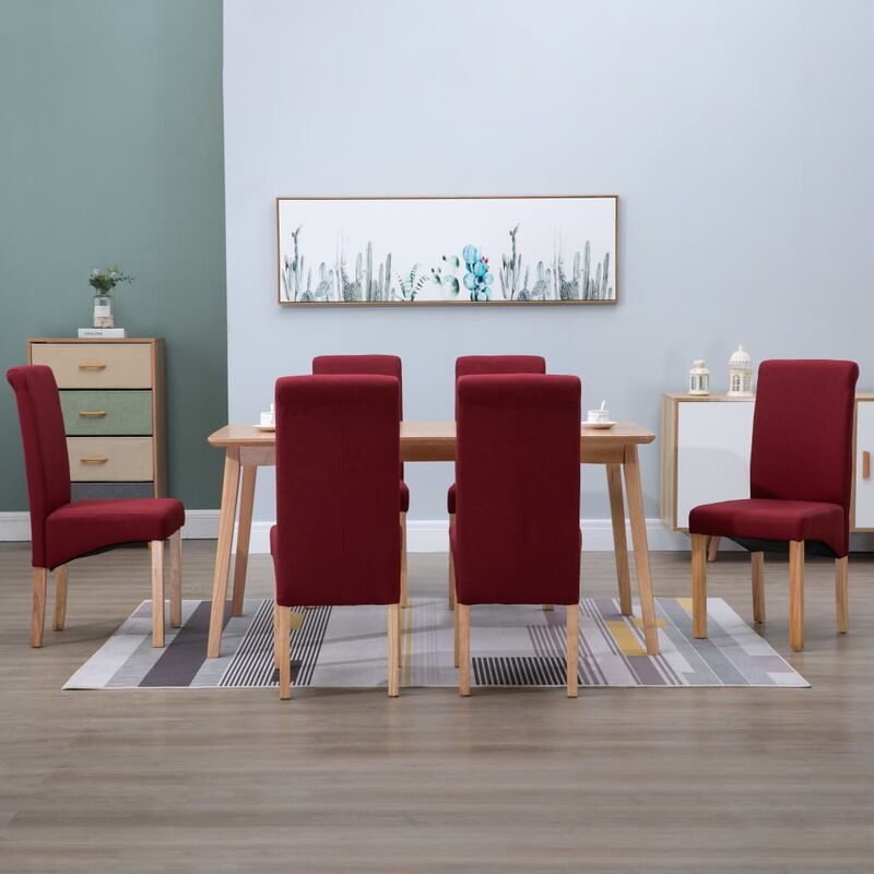 

Sillas de comedor de tela roja 6 unidades