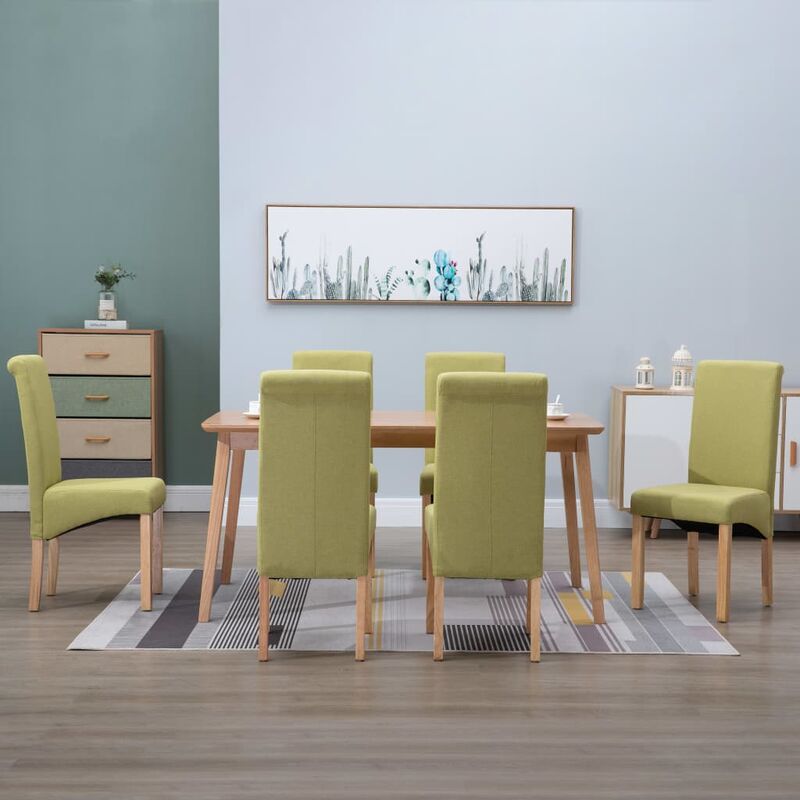 

Sillas de comedor de tela verde 6 unidades