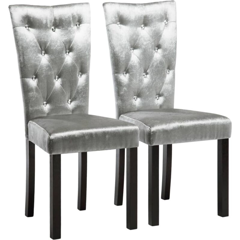 

vidaXL Sillas de Comedor Terciopelo 2 Unidades Plateado - Plateado