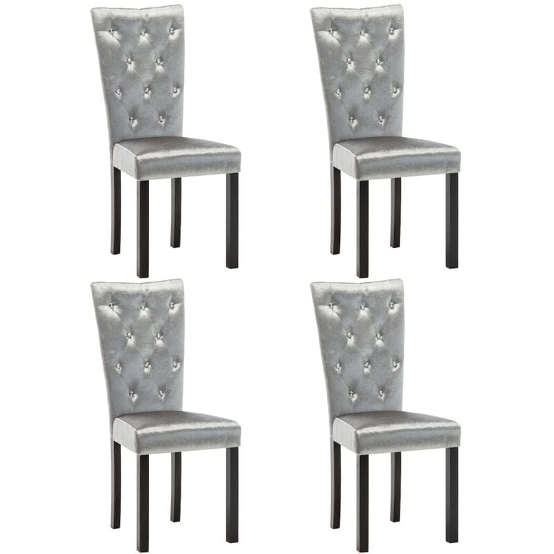 

vidaXL Sillas de Comedor Terciopelo 4 Unidades Plateado - Plateado