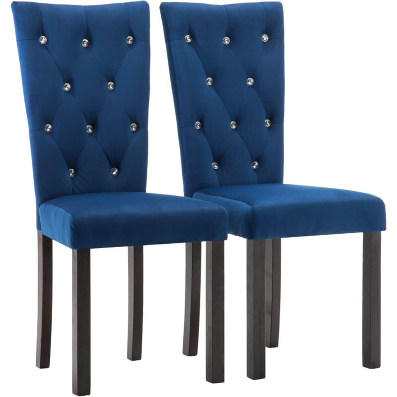 

vidaXL Sillas de Comedor Terciopelo 2 Unidades Azul Oscuro - Azul