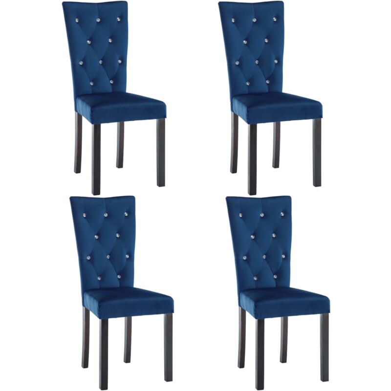 

vidaXL Sillas de Comedor Terciopelo 4 Unidades Azul Oscuro - Azul