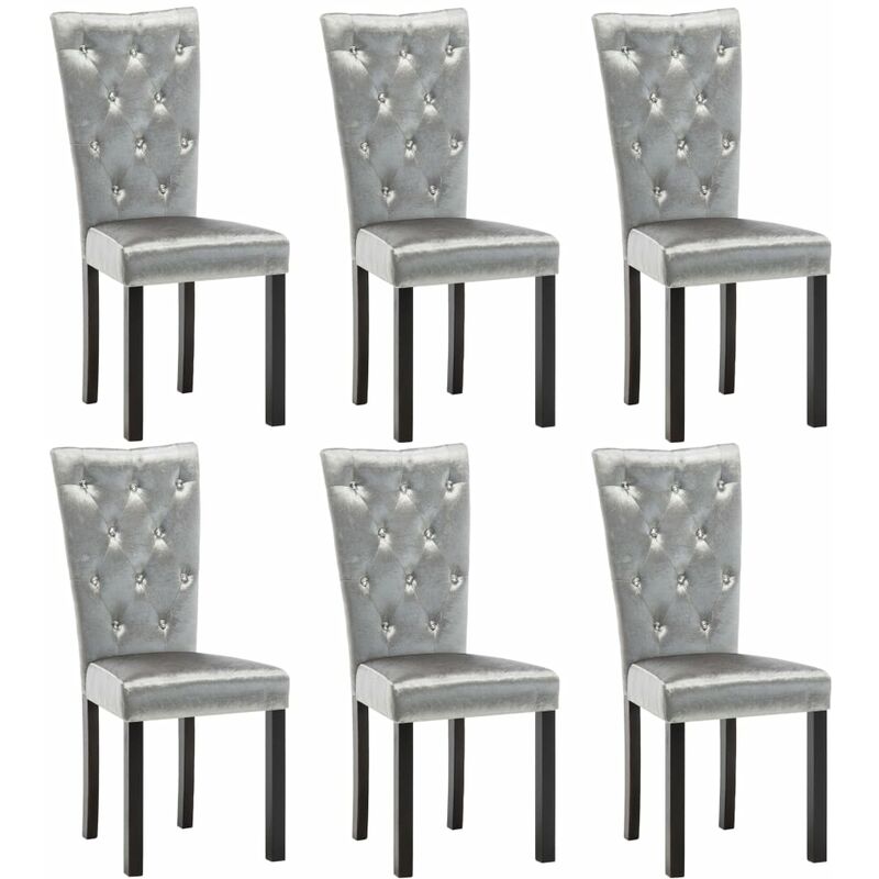 

vidaXL Sillas de Comedor Terciopelo 6 Unidades Plateado - Plateado