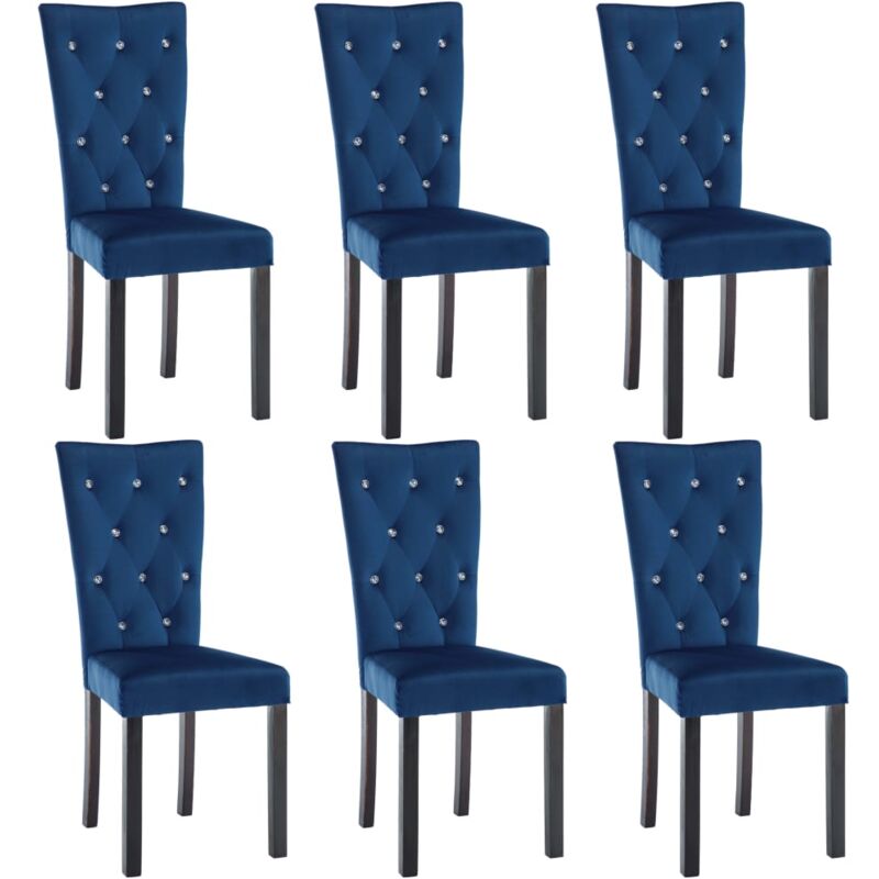 

vidaXL Sillas de Comedor Terciopelo 6 Unidades Azul Oscuro - Azul