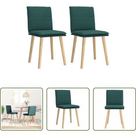 Sillas de comedor ergonómicas -  Sillas de comedor 2 unidades tela verde oscuro