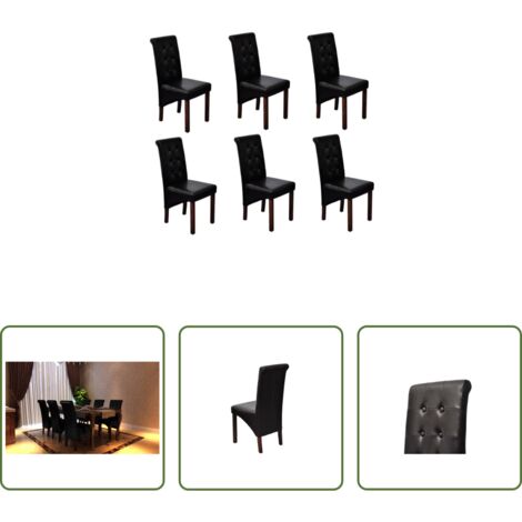 Sillas de comedor ergonómicas -  Sillas de comedor 6 unidades cuero sintético negro