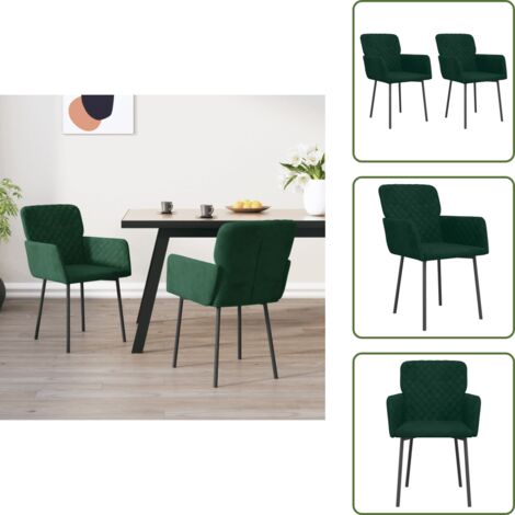 Sillas de comedor ergonómicas - vidaXL Sillas de comedor 2 unidades terciopelo verde oscuro - Sillas de comedor con respaldo