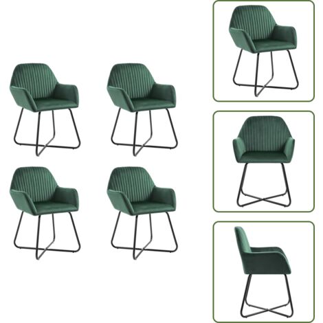 Sillas de comedor ergonómicas - vidaXL Sillas de comedor 4 unidades terciopelo verde - Sillas de comedor modernas