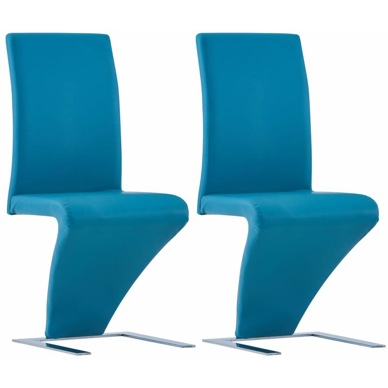 

Sillas de comedor forma de zigzag 2 uds cuero sintético azul