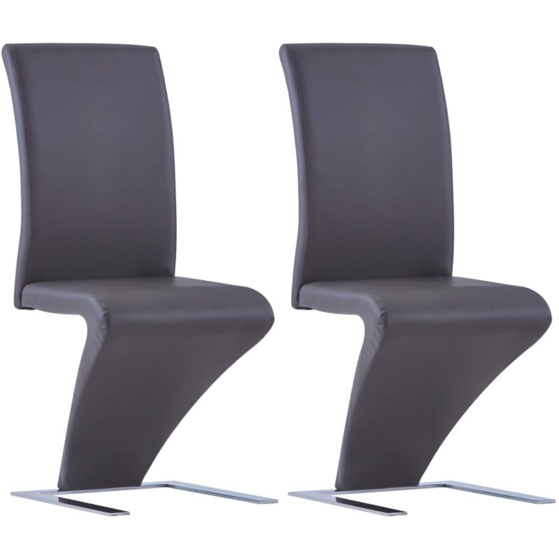 

vidaXL Sillas de Comedor Forma de Zigzag Cuero Sintético 2 Unidades Gris - Gris