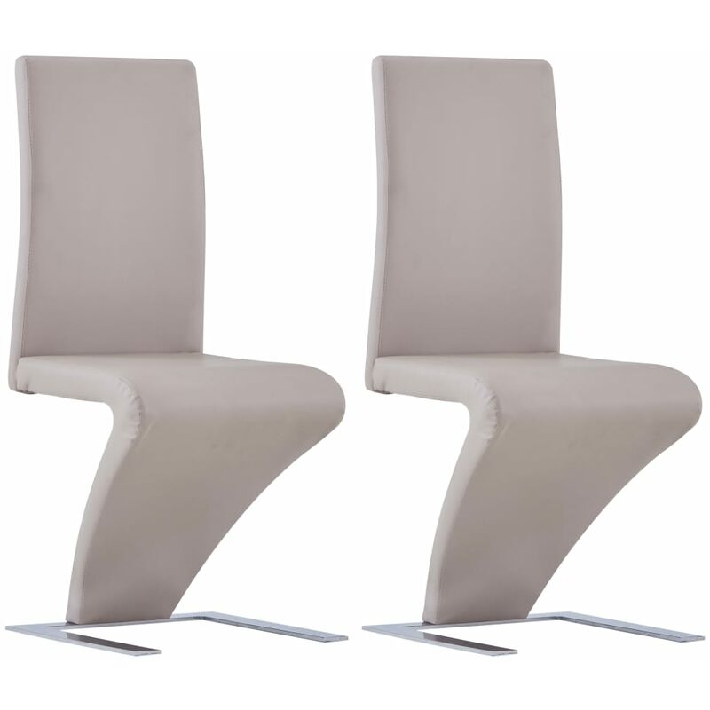 

vidaXL Sillas de Comedor Forma de Zigzag Cuero Sintético 2 Unidades Capuchino - Beige