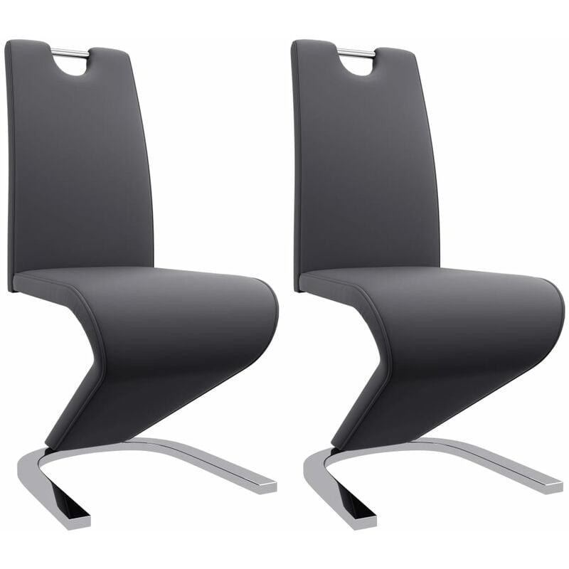 

Sillas de Comedor Forma de Zigzag 2 Unidades Cuero Sintético Gris - Gris - Vidaxl
