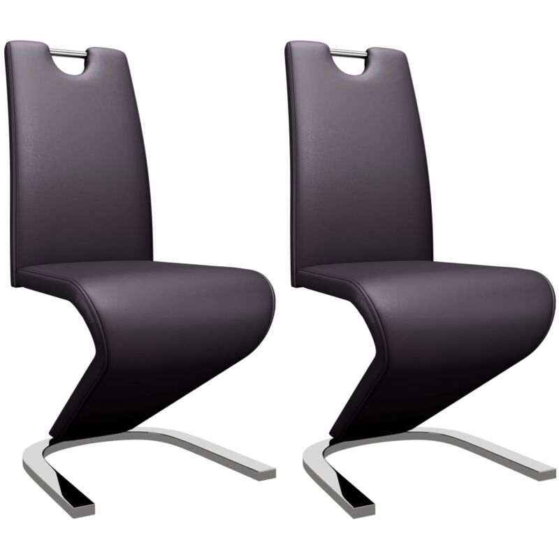 

vidaXL Sillas de Comedor Forma de Zigzag 2 Unidades Cuero Sintético Marrón - Marrón