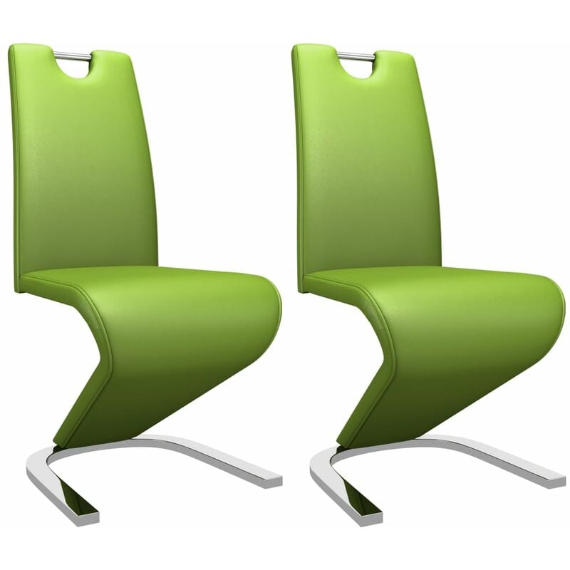 

vidaXL Sillas de Comedor Forma de Zigzag 2 Unidades Cuero Sintético Verde - Verde