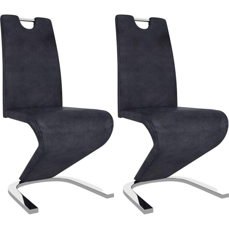 

Sillas de Comedor Forma de Zigzag 2 Unidades Piel Ante Artificial Gris - Gris - Vidaxl