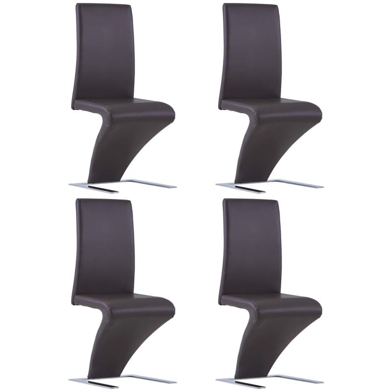

Sillas de Comedor Forma de Zigzag Cuero Sintético 4 Unidades Marrón - Marrón - Vidaxl