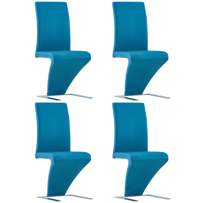 

Sillas de Comedor Forma de Zigzag Cuero Sintético 4 Unidades Azul - Azul - Vidaxl