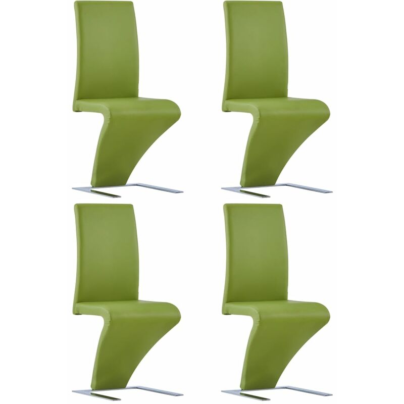 

vidaXL Sillas de Comedor Forma de Zigzag Cuero Sintético 4 Unidades Verde - Verde