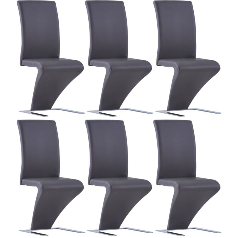 

Sillas de Comedor Forma de Zigzag Cuero Sintético 6 Unidades Gris - Gris - Vidaxl