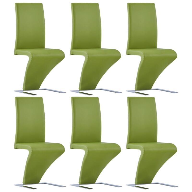 

vidaXL Sillas de Comedor Forma de Zigzag Cuero Sintético 6 Unidades Verde - Verde