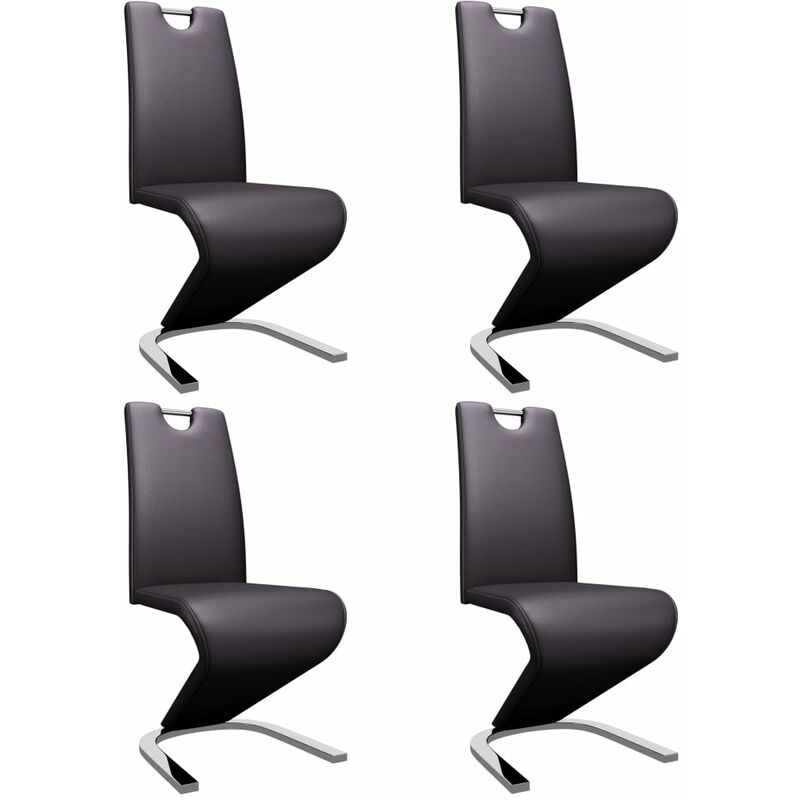

vidaXL Sillas de Comedor Forma de Zigzag 4 Unidades Cuero Sintético Marrón - Marrón