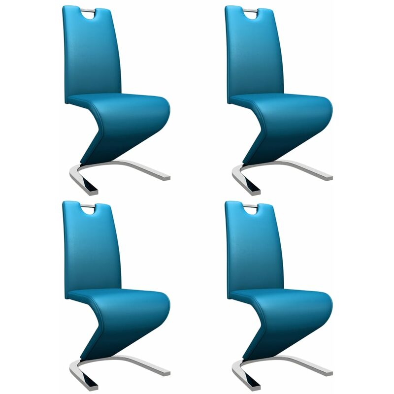 

Sillas de Comedor Forma de Zigzag 4 Unidades Cuero Sintético Azul - Azul - Vidaxl